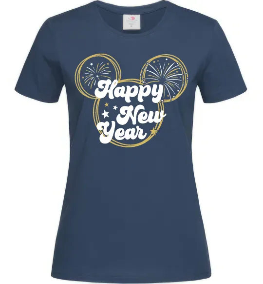 Жіноча футболка Happy New Year Mickey Темно-синій фото