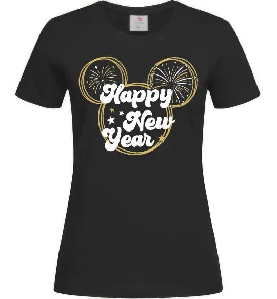 Жіноча футболка Happy New Year Mickey Чорний фото