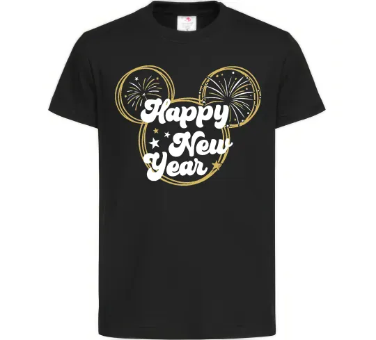 Дитяча футболка Happy New Year Mickey Чорний фото
