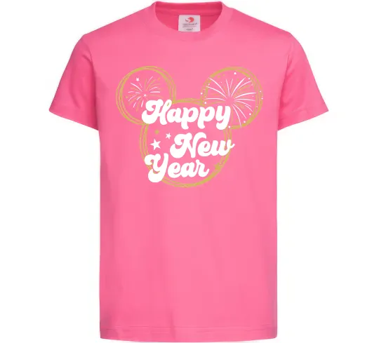 Дитяча футболка Happy New Year Mickey Яскраво-рожевий фото