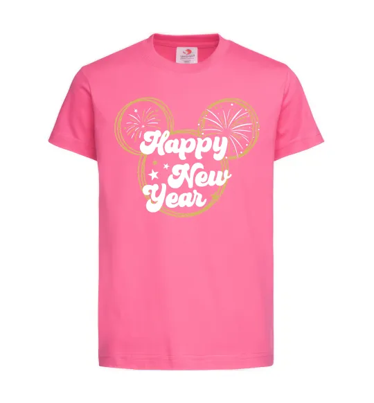 Детская футболка Happy New Year Mickey Ярко-розовый фото