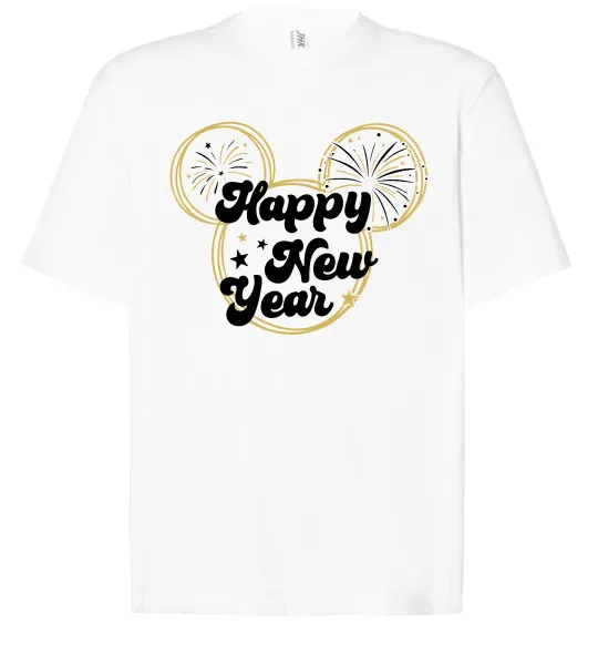 Футболка Оверсайз Happy New Year Mickey Білий фото