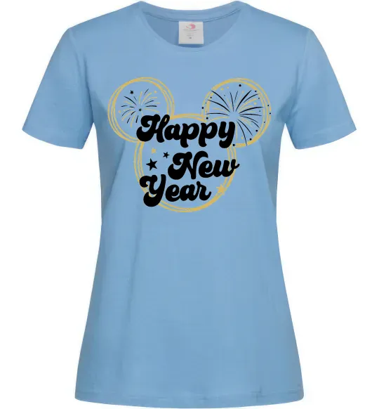 Жіноча футболка Happy New Year Mickey Блакитний фото