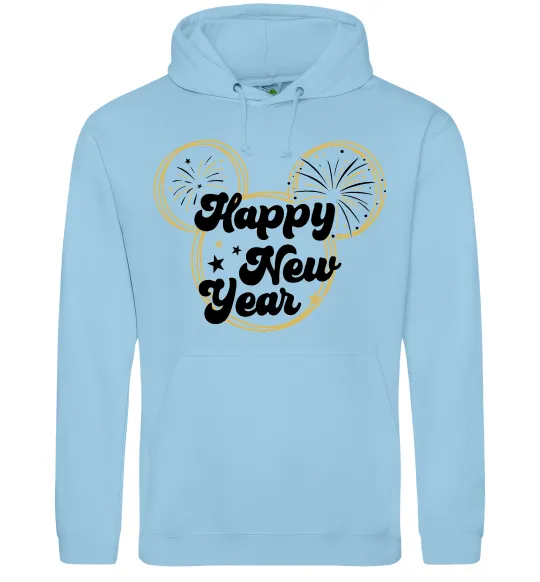 Чоловіча толстовка (худі) Happy New Year Mickey Блакитний фото