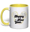 Чашка з кольоровою ручкою Happy New Year Mickey Лимонний фото