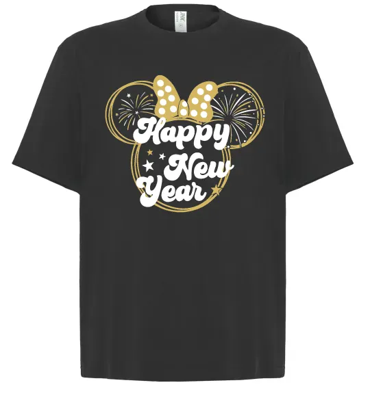 Футболка Оверсайз Happy New Year Minnie Черный фото