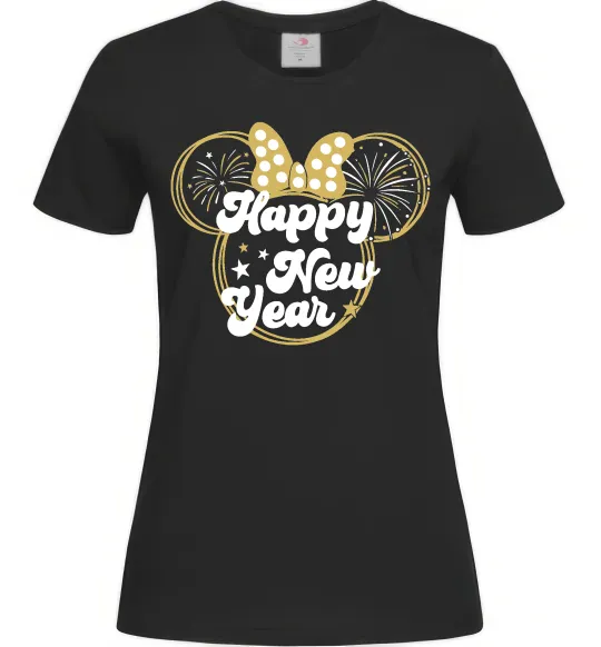 Жіноча футболка Happy New Year Minnie Чорний фото