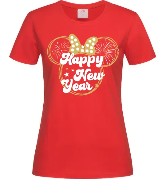 Жіноча футболка Happy New Year Minnie Червоний фото