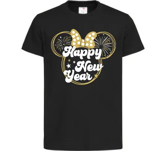 Дитяча футболка Happy New Year Minnie Чорний фото