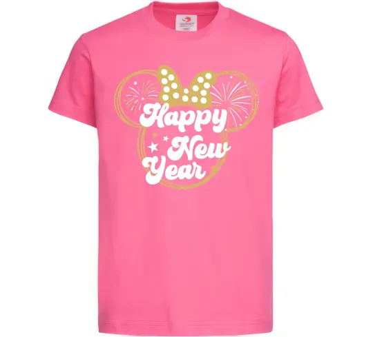 Дитяча футболка Happy New Year Minnie Яскраво-рожевий фото