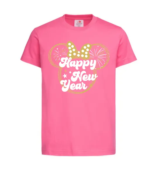 Детская футболка Happy New Year Minnie Ярко-розовый фото