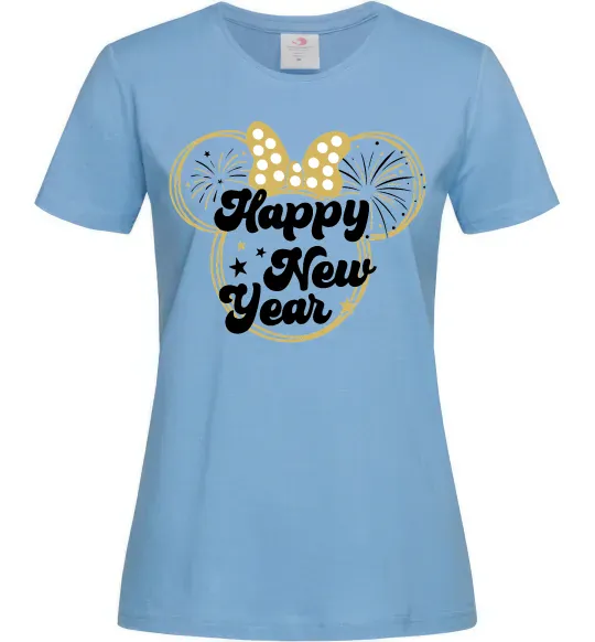 Жіноча футболка Happy New Year Minnie Блакитний фото