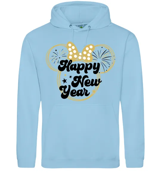 Женская толстовка (худи) Happy New Year Minnie Голубой фото
