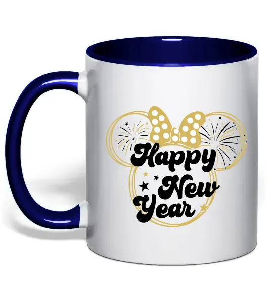 Чашка с цветной ручкой Happy New Year Minnie Глубокий темно-синий фото
