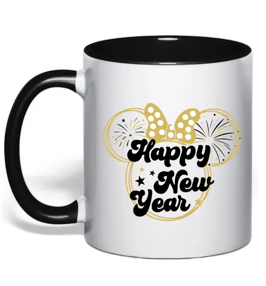 Чашка с цветной ручкой Happy New Year Minnie Черный фото