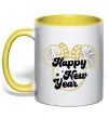 Чашка с цветной ручкой Happy New Year Minnie Лимонный фото