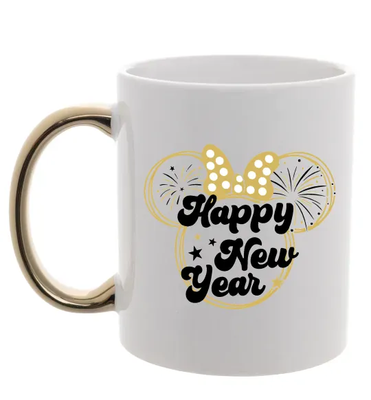 Чашка с цветной ручкой Happy New Year Minnie Золото фото