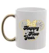 Чашка с цветной ручкой Happy New Year Minnie Золото фото