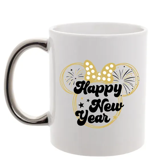 Чашка с цветной ручкой Happy New Year Minnie Серебро фото