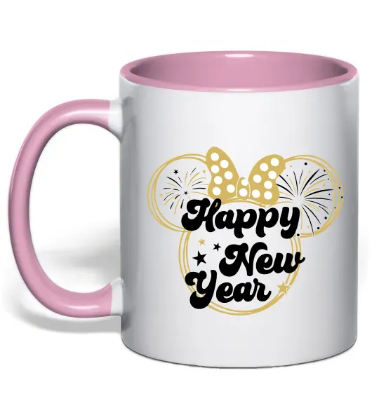 Чашка с цветной ручкой Happy New Year Minnie Нежно розовый фото