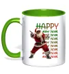 Чашка с цветной ручкой Santa dancing Лаймовый фото