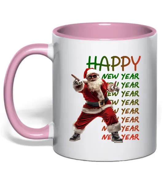 Чашка с цветной ручкой Santa dancing Нежно розовый фото