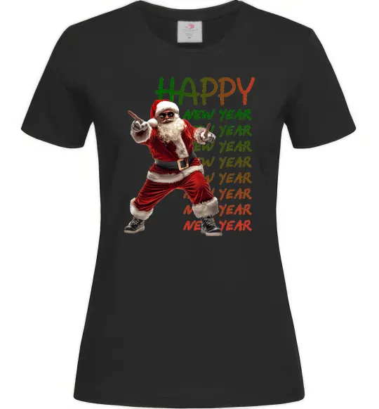 Жіноча футболка Santa dancing Чорний фото