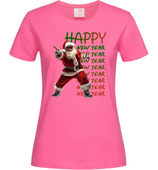 Жіноча футболка Santa dancing Яскраво-рожевий фото