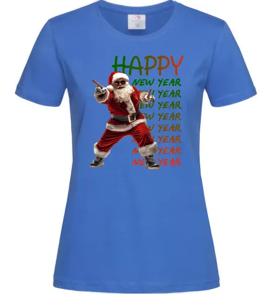 Жіноча футболка Santa dancing Яскраво-синій фото