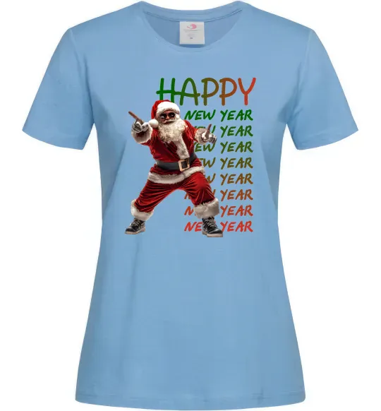 Жіноча футболка Santa dancing Блакитний фото