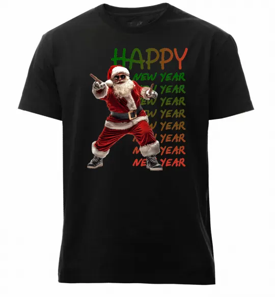Чоловіча преміум футболка Santa dancing Чорний фото