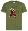 Мужская футболка Santa dancing Оливковый фото