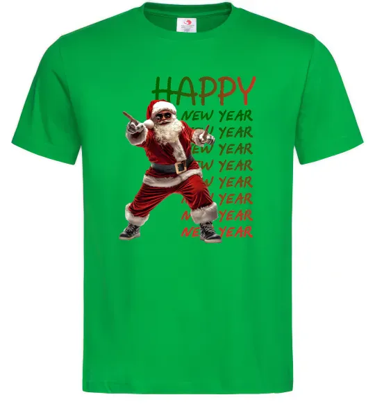 Мужская футболка Santa dancing Зеленый фото
