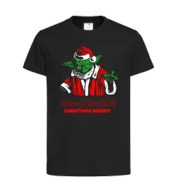 Детская футболка Йода Christmas Merry Черный фото
