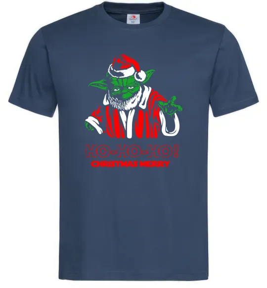 Мужская футболка Йода Christmas Merry Темно-синий фото