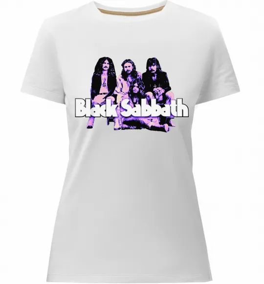 Жіноча преміум футболка Black Sabbath band Білий фото