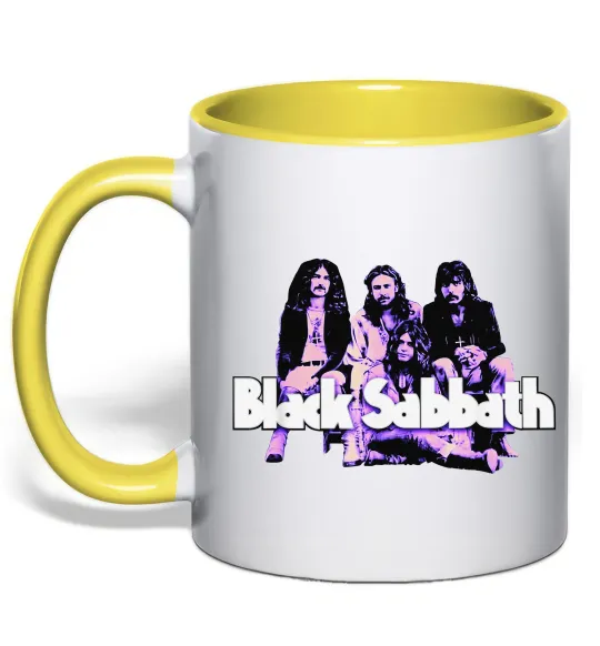 Чашка з кольоровою ручкою Black Sabbath band Лимонний фото