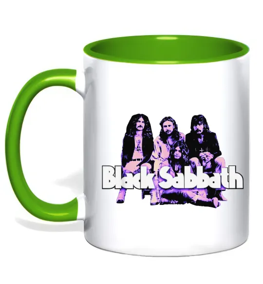 Чашка з кольоровою ручкою Black Sabbath band Лаймовий фото