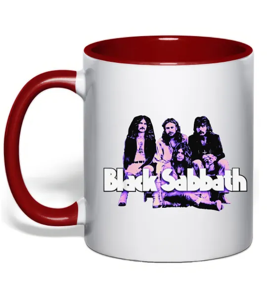 Чашка с цветной ручкой Black Sabbath band Красный фото