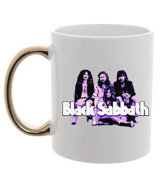 Чашка с цветной ручкой Black Sabbath band Золото фото