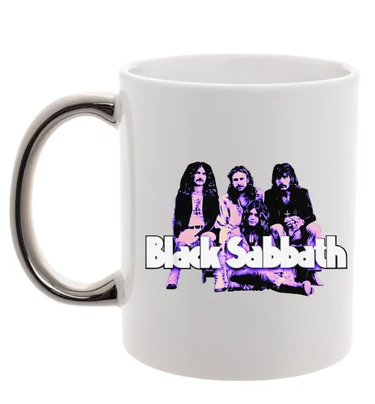 Чашка с цветной ручкой Black Sabbath band Серебро фото