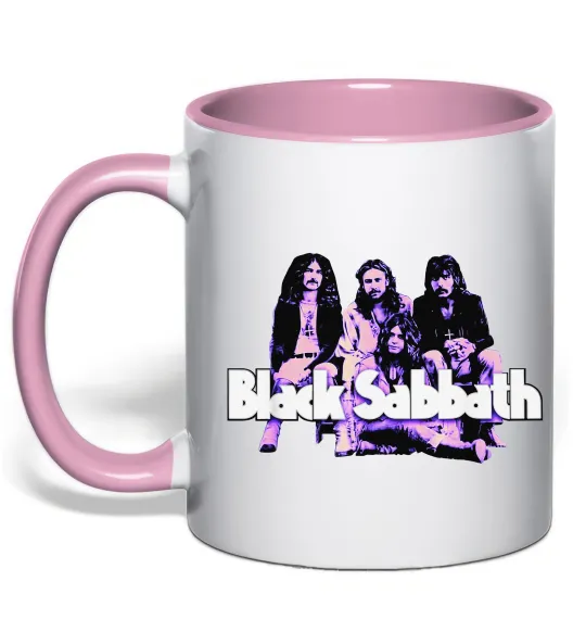 Чашка с цветной ручкой Black Sabbath band Нежно розовый фото