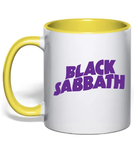 Чашка з кольоровою ручкою Black Sabbath logo Сонячно жовтий фото