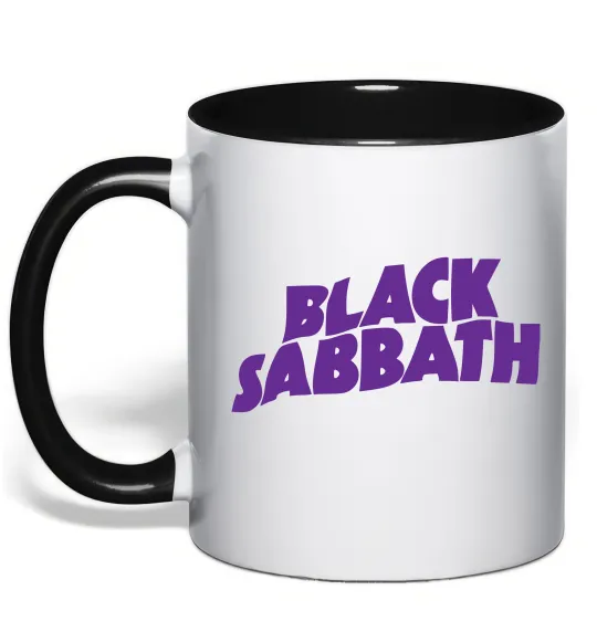 Чашка з кольоровою ручкою Black Sabbath logo Чорний фото