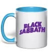 Чашка з кольоровою ручкою Black Sabbath logo Блакитний фото