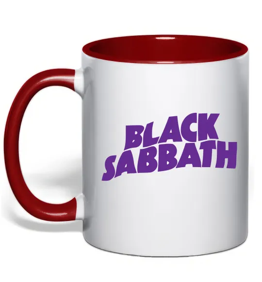 Чашка з кольоровою ручкою Black Sabbath logo Червоний фото