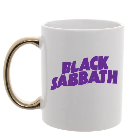 Чашка з кольоровою ручкою Black Sabbath logo Золото фото