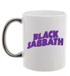 Чашка з кольоровою ручкою Black Sabbath logo Срібло фото