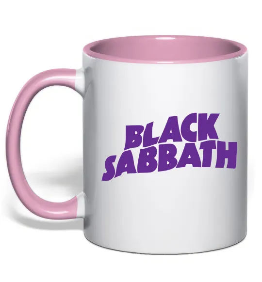 Чашка з кольоровою ручкою Black Sabbath logo Ніжно рожевий фото