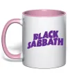 Чашка з кольоровою ручкою Black Sabbath logo Ніжно рожевий фото